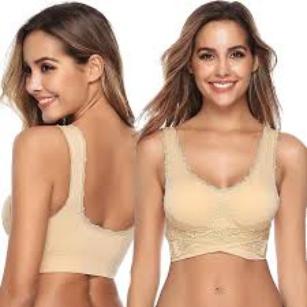 Comfy Corset Bra Nude Wire Free Lace Lift Bra Size 2X NWOT